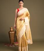 Gold handloom banarasi silk saree