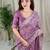 Purple cotton satin weaving zari border embroiderd saree with matching blouse piece