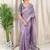 Lavender cotton satin weaving zari border embroiderd saree with matching blouse piece