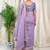 Lavender cotton satin weaving zari border embroiderd saree with matching blouse piece
