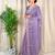Lavender cotton satin weaving zari border embroiderd saree with matching blouse piece