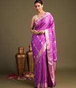 Lavender handloom pure silk saree