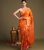 Orange handloom banarasi silk saree