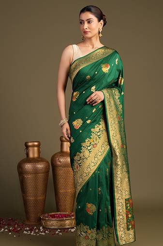 Green handloom pure silk saree