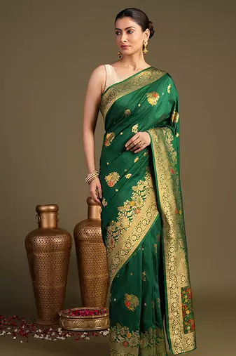 Green handloom pure silk saree