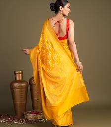 yellow handloom pure silk saree with elegant woven detailing