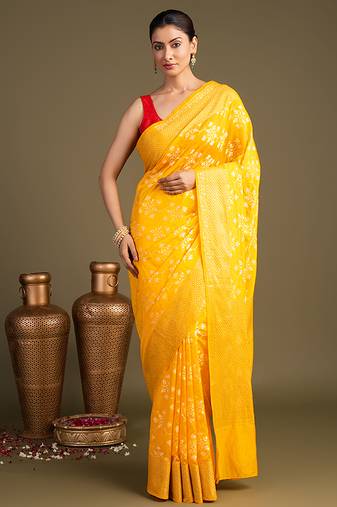 Yellow handloom pure silk saree