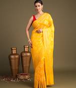 Yellow handloom pure silk saree