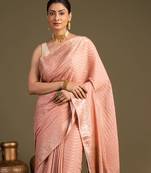 Peach handloom banarasi silk saree