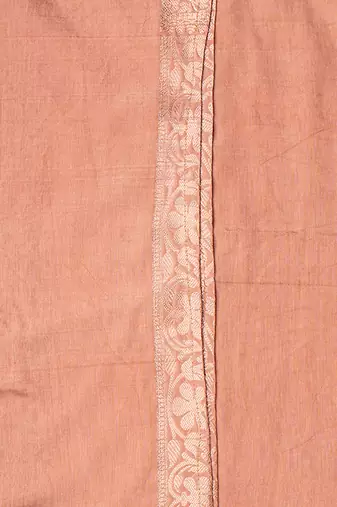 peach handloom banarasi silk saree with elegant woven motifs