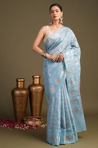 Blue handloom pure silk saree