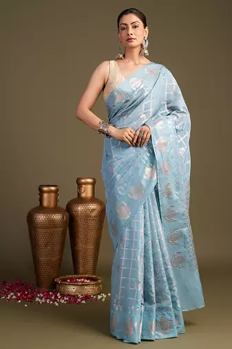 Blue handloom pure silk saree
