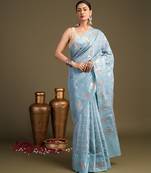 Blue handloom pure silk saree