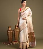 Ivory handloom banarasi saree