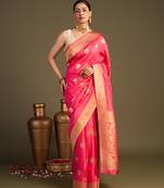 Pink handloom pure silk saree
