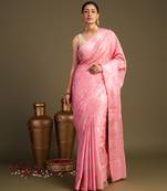 baby pink handloom pure silk saree with zari detailing