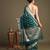 Teal blue handloom pure silk saree
