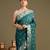 Teal blue handloom pure silk saree