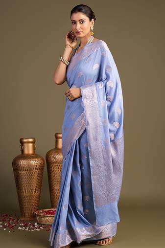 Blue handloom banarasi silk saree