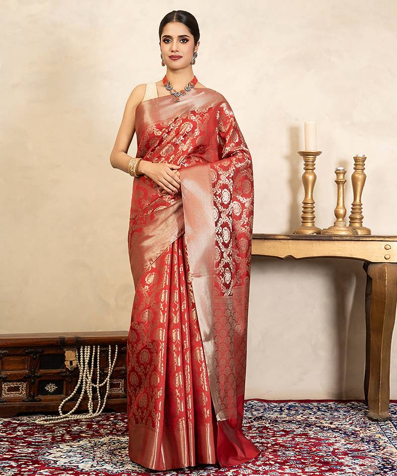 Red handloom pure silk saree