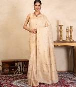 Beige handloom pure silk saree