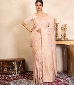baby pink handloom pure silk saree with subtle zari work