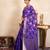 Purple handloom pure silk saree