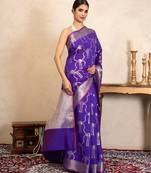 Purple handloom pure silk saree