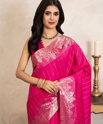 Pink handloom pure silk saree 2