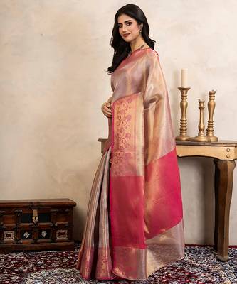 Pink handloom kanchipuram silk saree 2