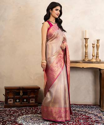 Pink handloom kanchipuram silk saree 3