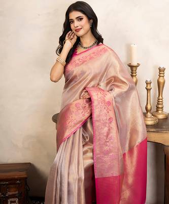 Pink handloom kanchipuram silk saree 4