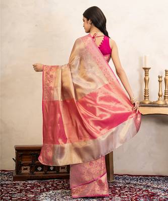 Pink handloom kanchipuram silk saree 5