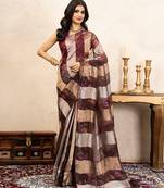 Brown handloom pure organza silk saree