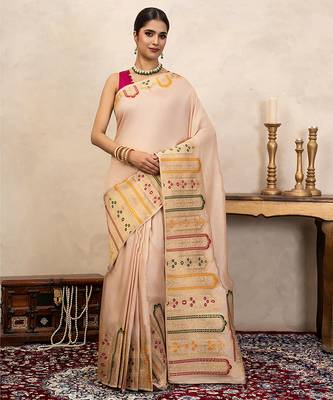 Off white handloom banarasi silk saree 1