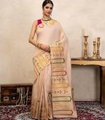 Off white handloom banarasi silk saree