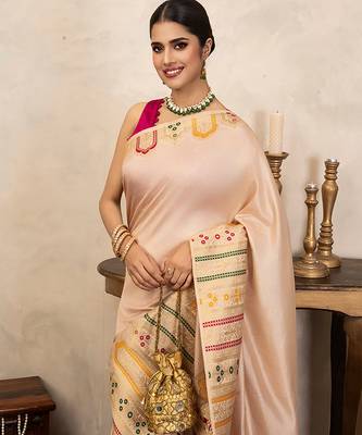 Off white handloom banarasi silk saree 4