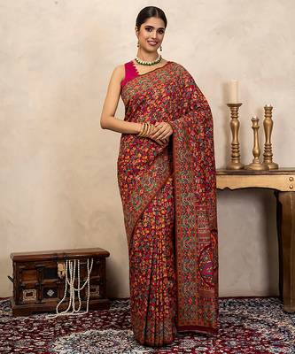 red handloom pure silk saree with intricate woven design 1
