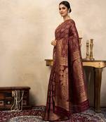 Maroon handloom pure silk saree