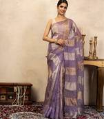 Lavender handloom pure organza silk saree
