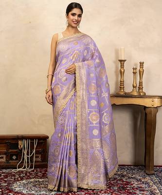 Light purple handloom pure silk saree 1