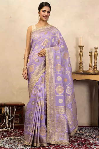 Light purple handloom pure silk saree