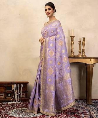 Light purple handloom pure silk saree 2