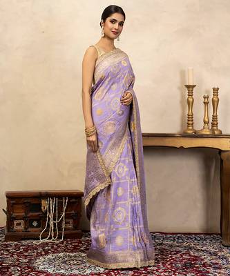 Light purple handloom pure silk saree 3