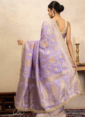 Light purple handloom pure silk saree 5
