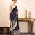 Navy blue handloom banarasi silk saree