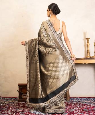 Black handloom pure brocade banarasi saree 4