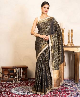Black handloom pure silk saree 1