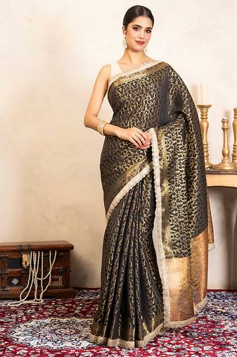 Black handloom pure silk saree