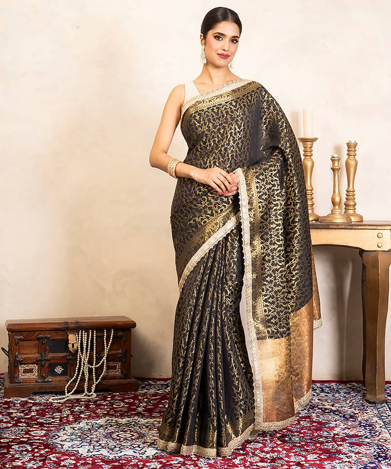 Black handloom pure silk saree